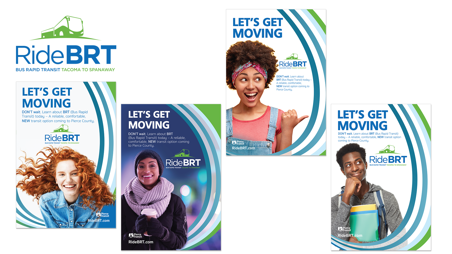 Pierce Transit BRT branding/creative campaign platform with colors, styles, messaging