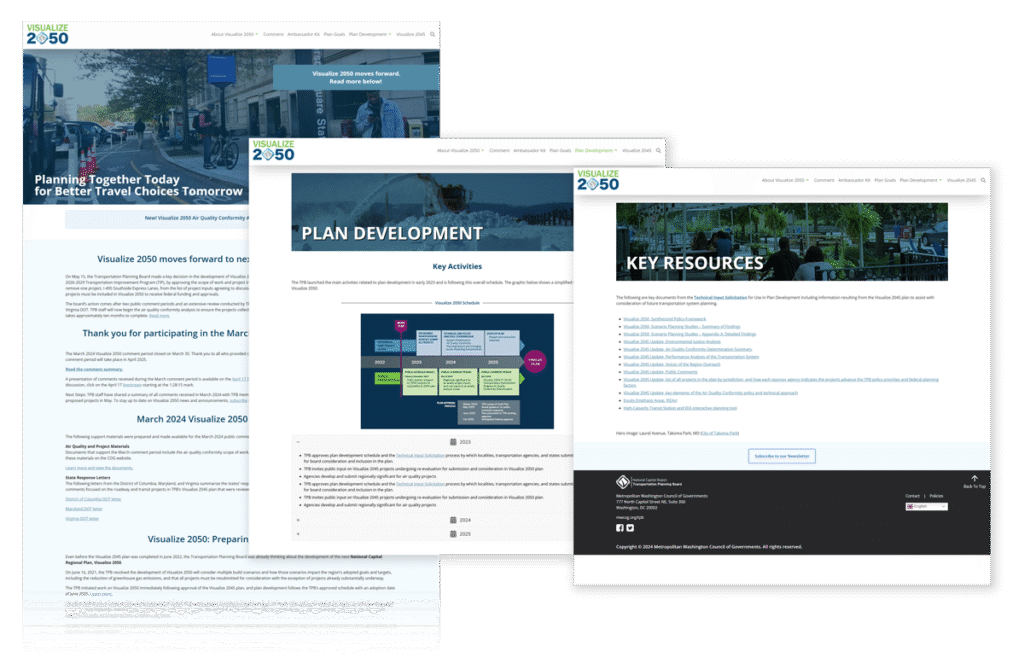 Previous Visualize 2050 website